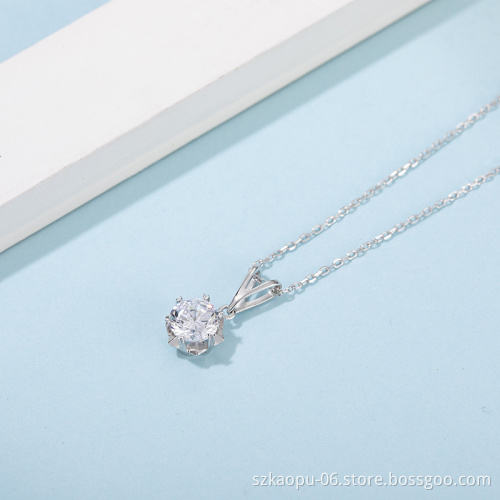 Popular Luxury  925 Sterling Silver Moissanite Pendant Women Engagement Six Prongs Large Diamond Wedding Party Necklace